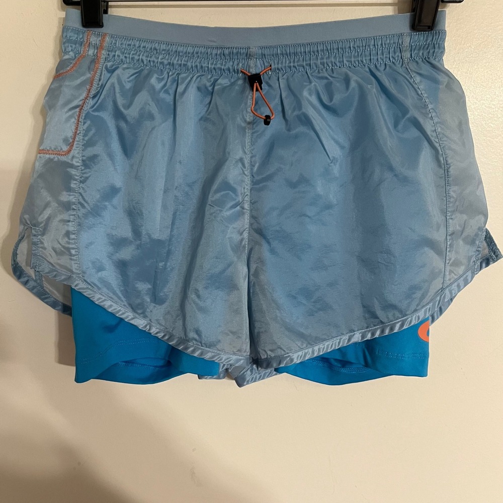 Nike Womens 2-in-1 Running Shorts Blue Compression Liner‎ Size XS Toggle Waist